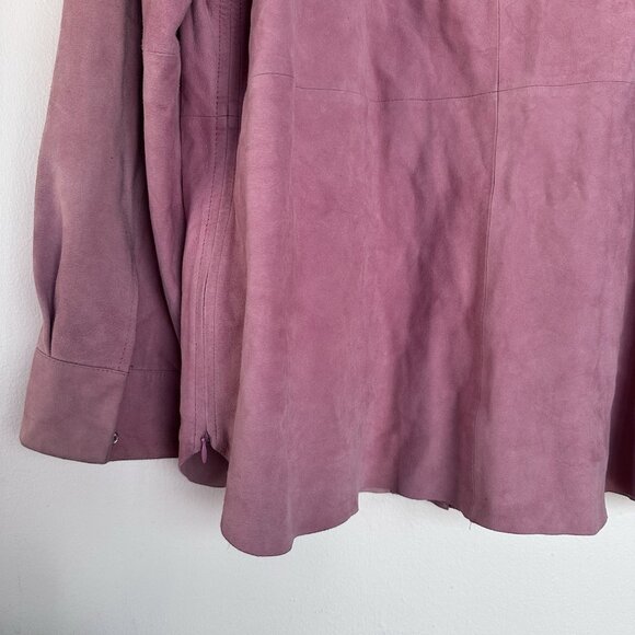 Marina Rinaldi Pink Suede Leather Jacket Shirt - Picture 9 of 14